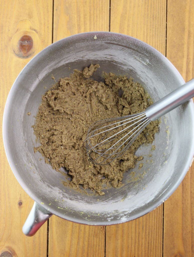 Buckwheat almond batter for the cake crust.